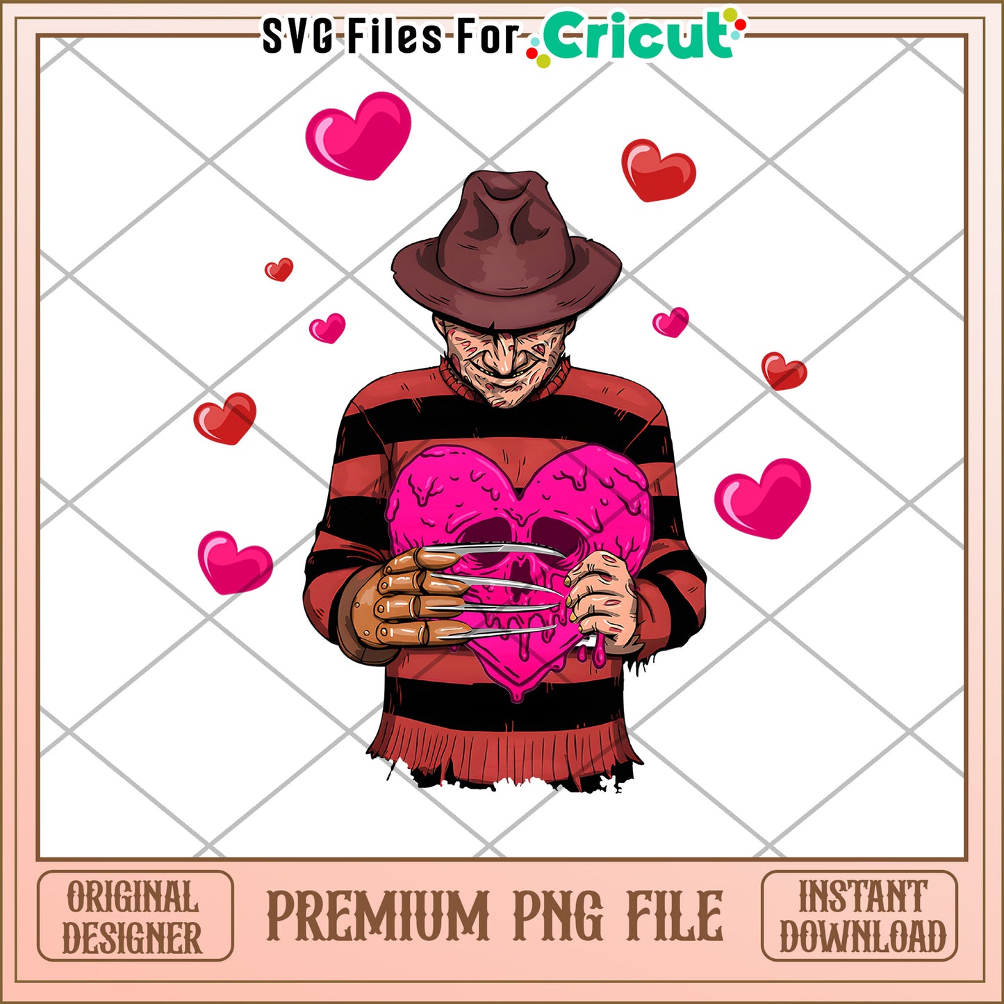 Freddy Krueger Valentines PNG Sublimation