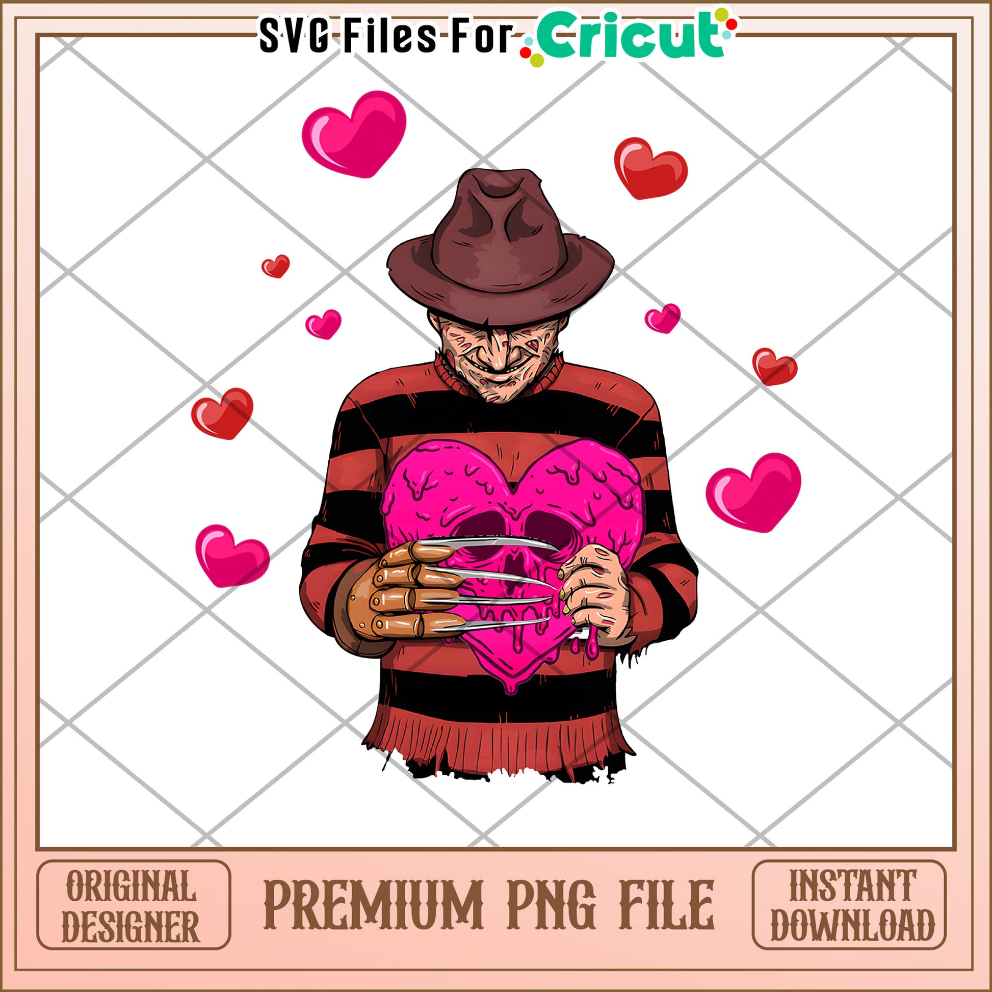 Freddy Krueger Valentines PNG Sublimation