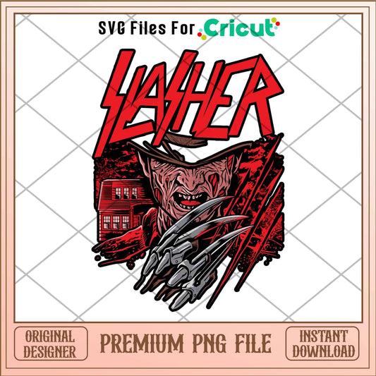 Freddy Krueger hather Horror png, Horror characters png, Digital Download