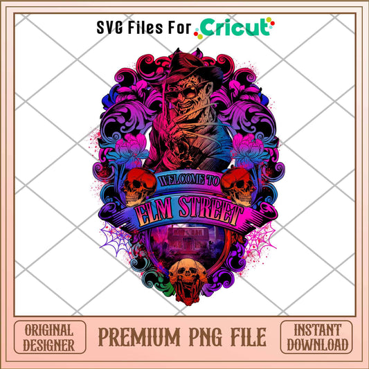 Freddy Krueger welcome elm street png, Horror characters png, Digital Download