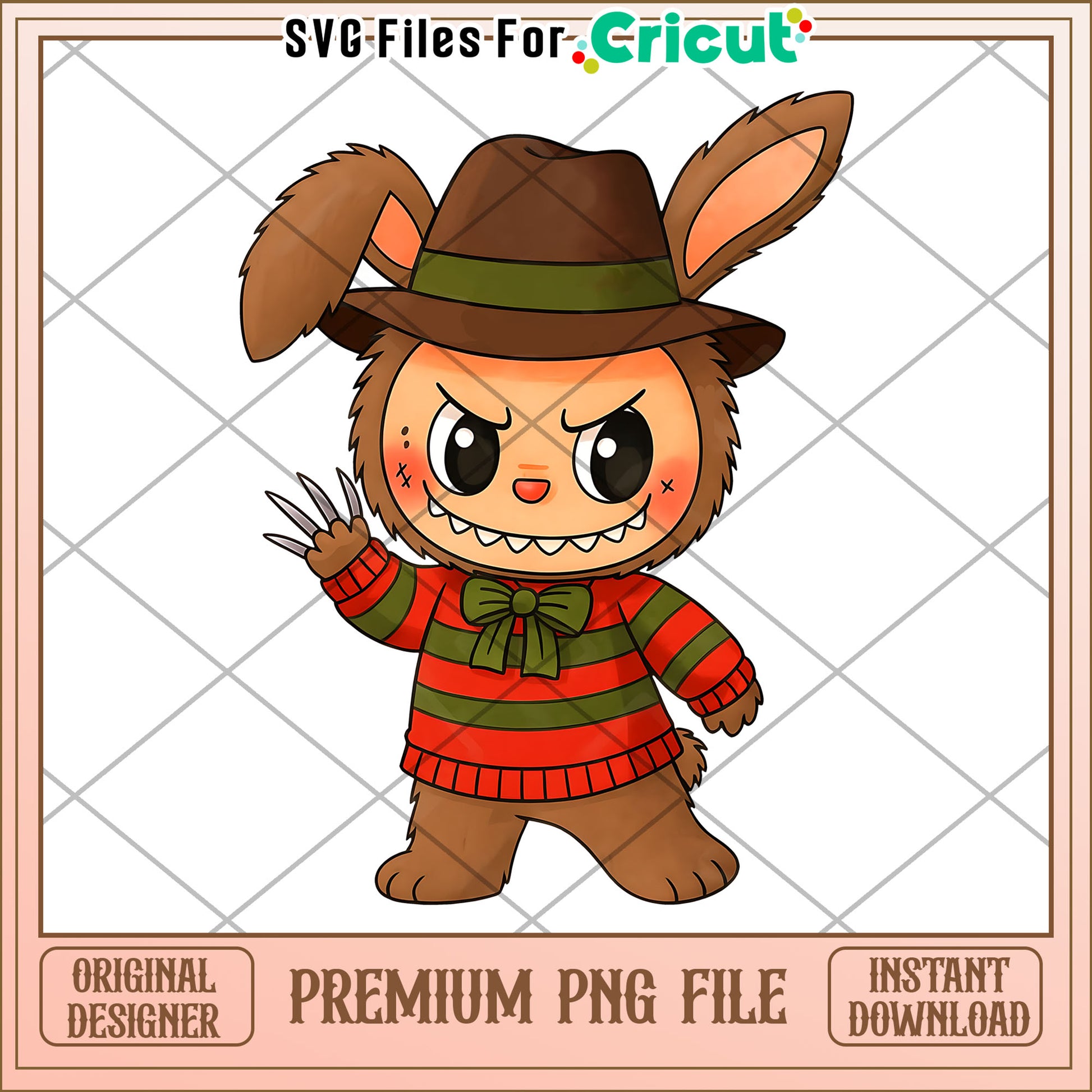 Freddy krueger labubu png, lovely labubu​ png, halloween art​​​ png