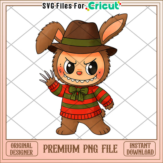 Freddy krueger labubu png, lovely labubu​ png, halloween art​​​ png