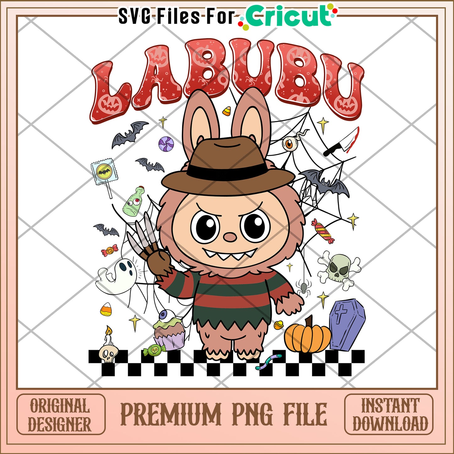 Freddy krueger labubu png, scary characters png, halloween pumkin png