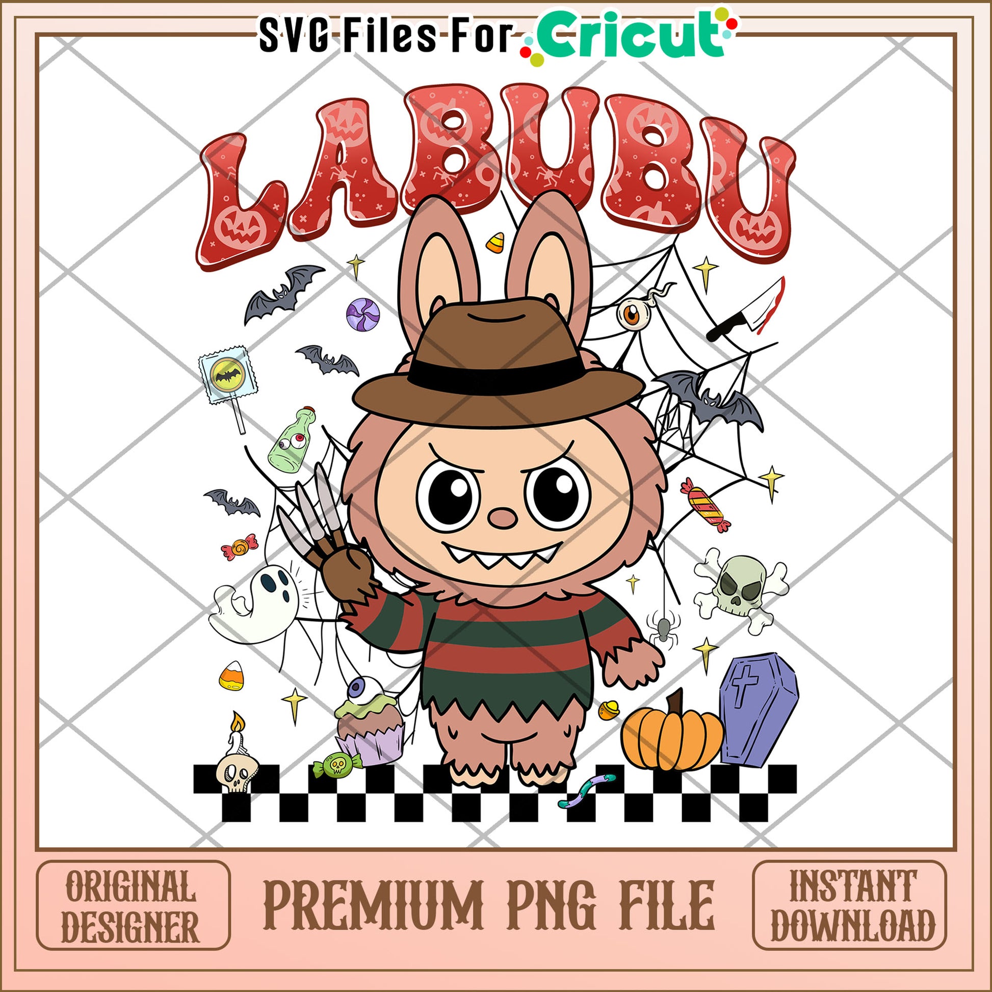 Freddy krueger labubu png, scary characters png, halloween pumkin png