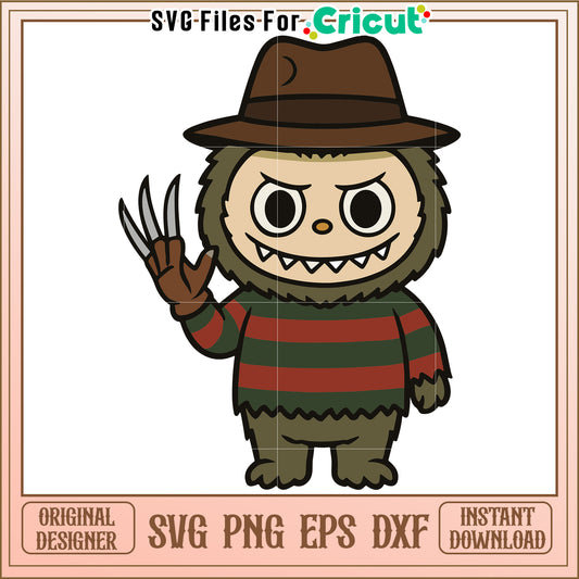 Freddy krueger labubu svg, halloween cartoon svg, halloween pumkin svg
