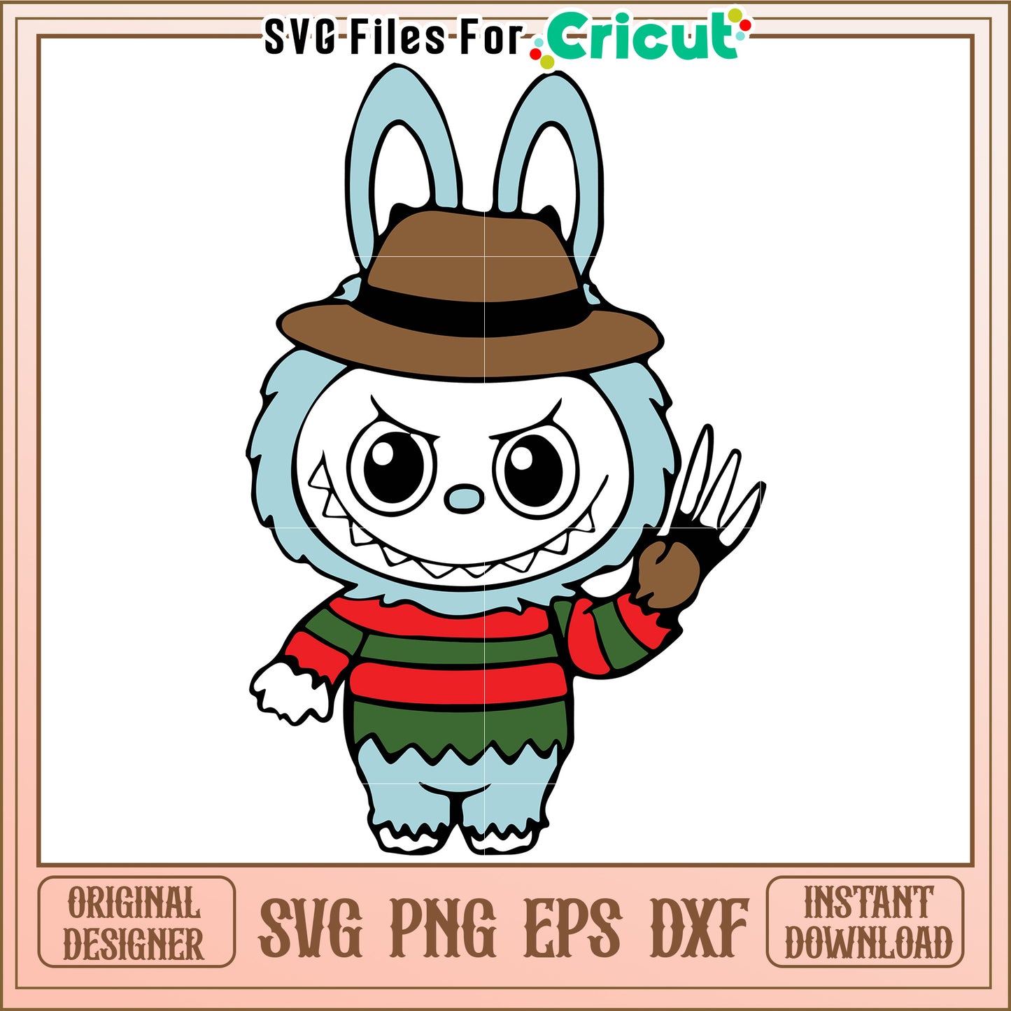 Freddy krueger labubu svg, halloween holiday svg, spooky halloween decorations​ svg