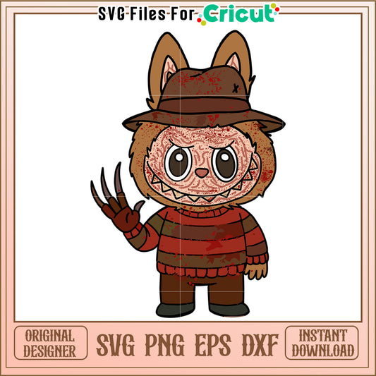 Freddy kruger labubu svg, halloween cartoon svg, halloween pumkin svg