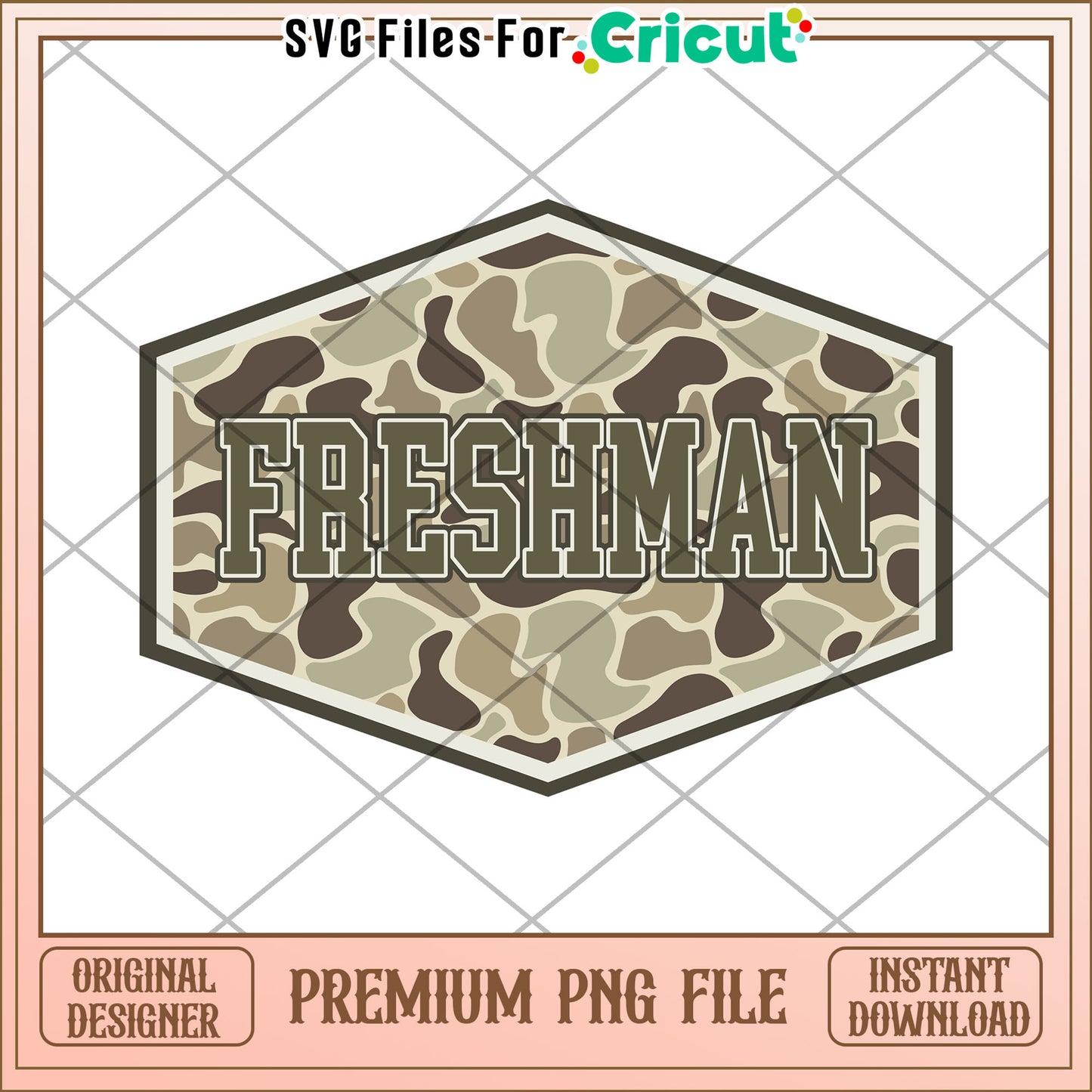 Freshman camouflage png, cute design png, back to school time​ png