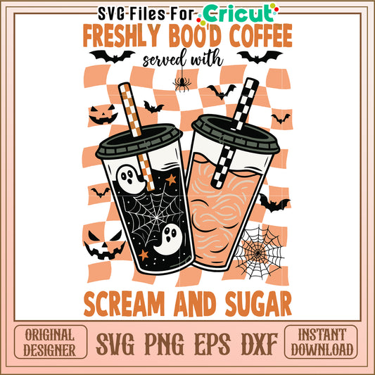 Freshy boo's coffee svg, halloween movies svg, halloween toys svg