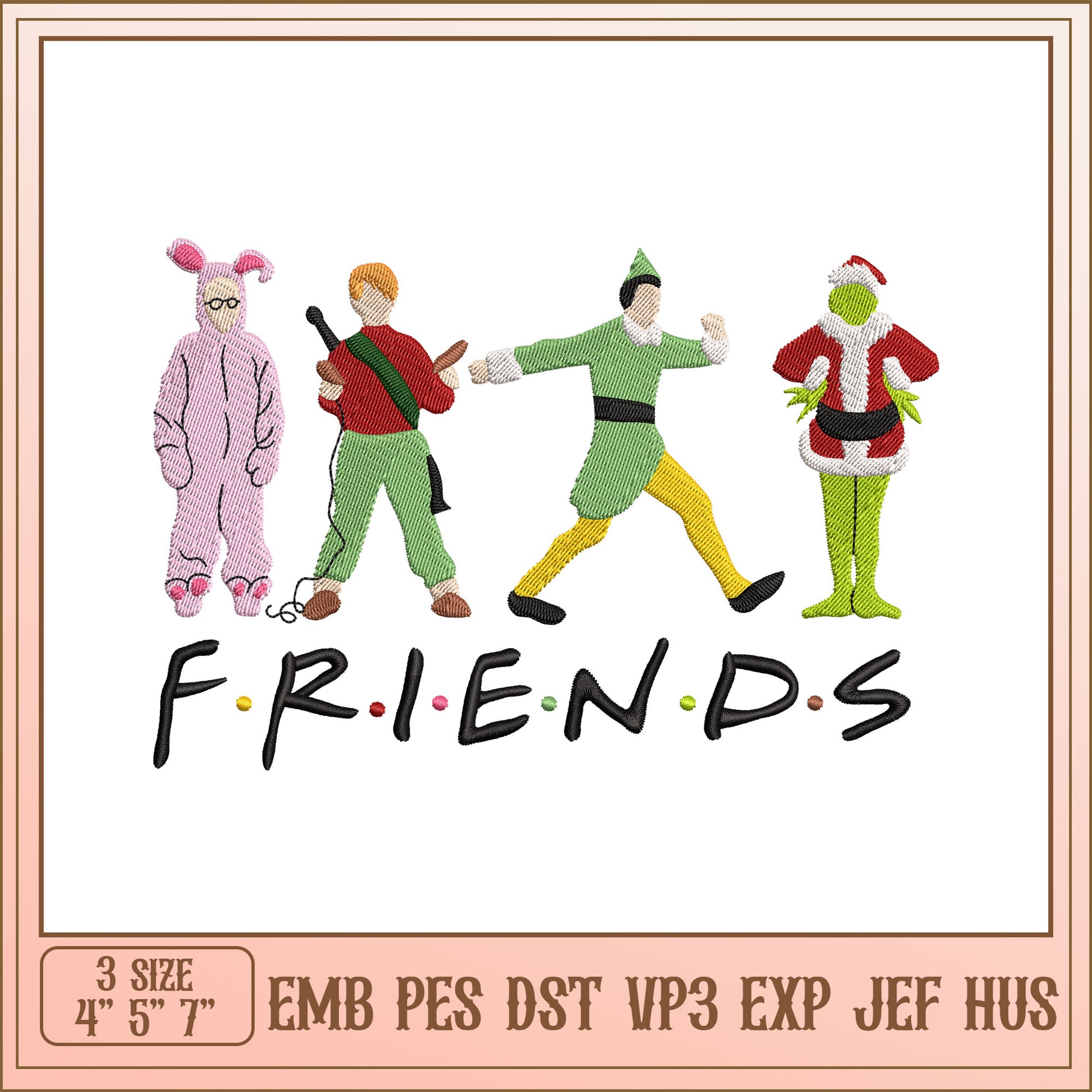 Friends Christmas Movie Embroidery Design