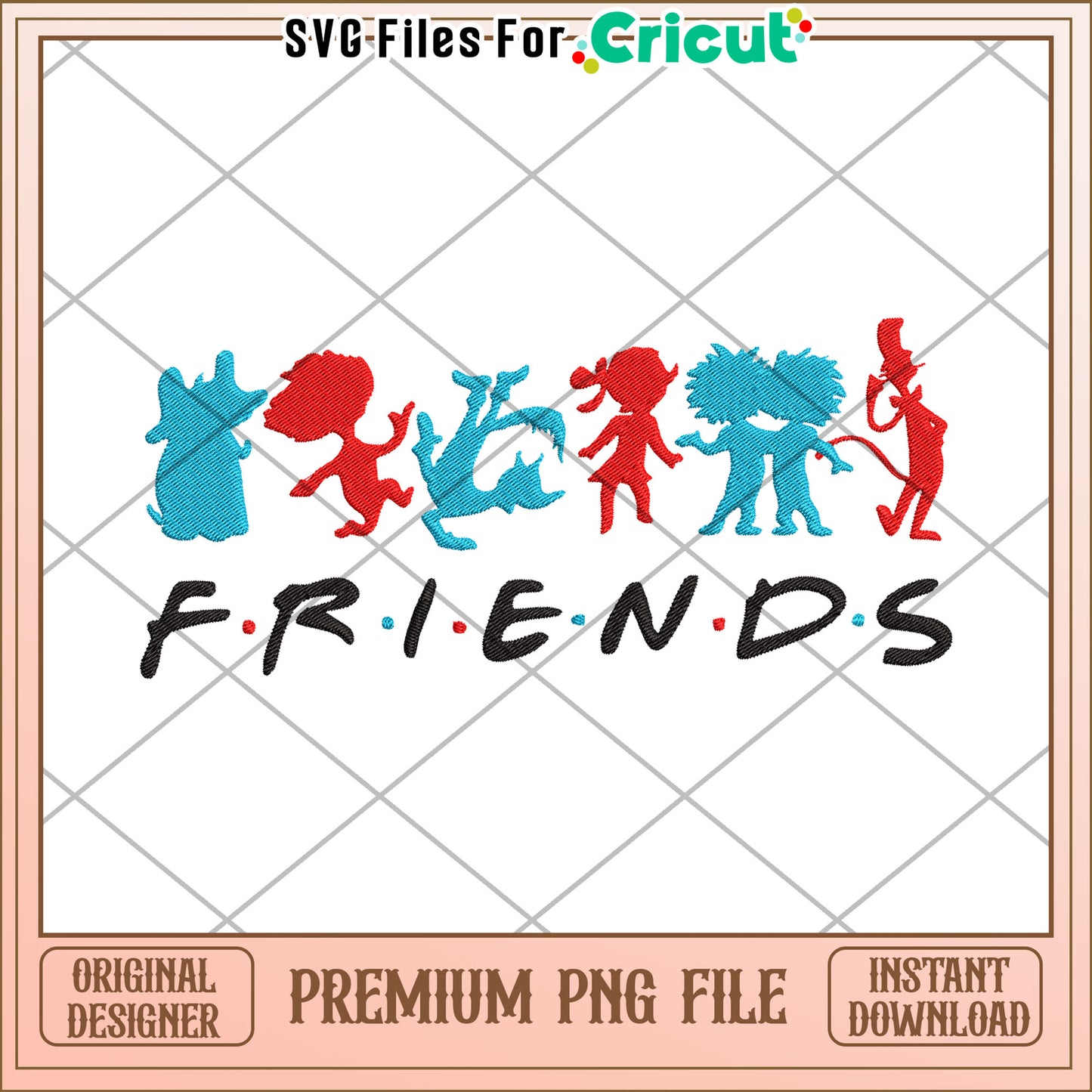 Friends PNG Embroidery Design Instant Download