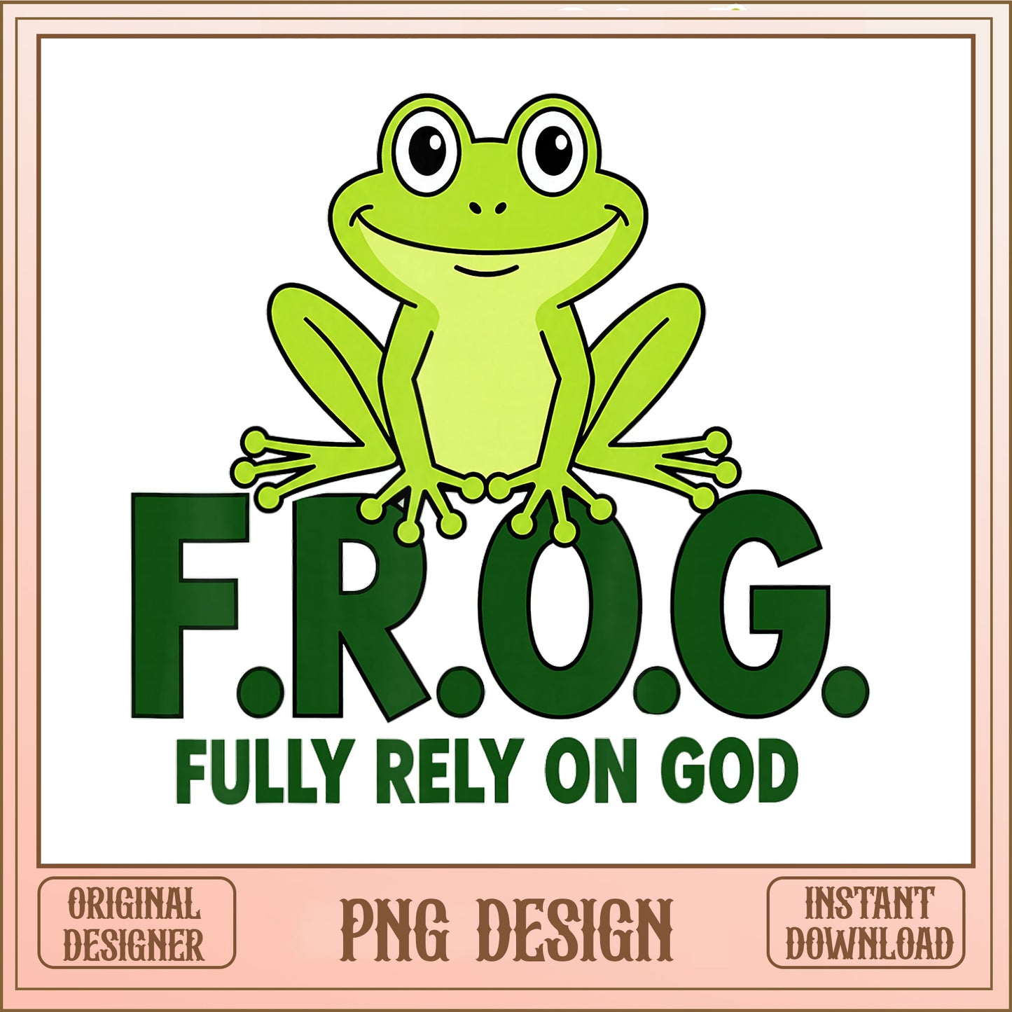 Frog Fully Rely On God PNG, Christian Frog PNG, Faith PNG