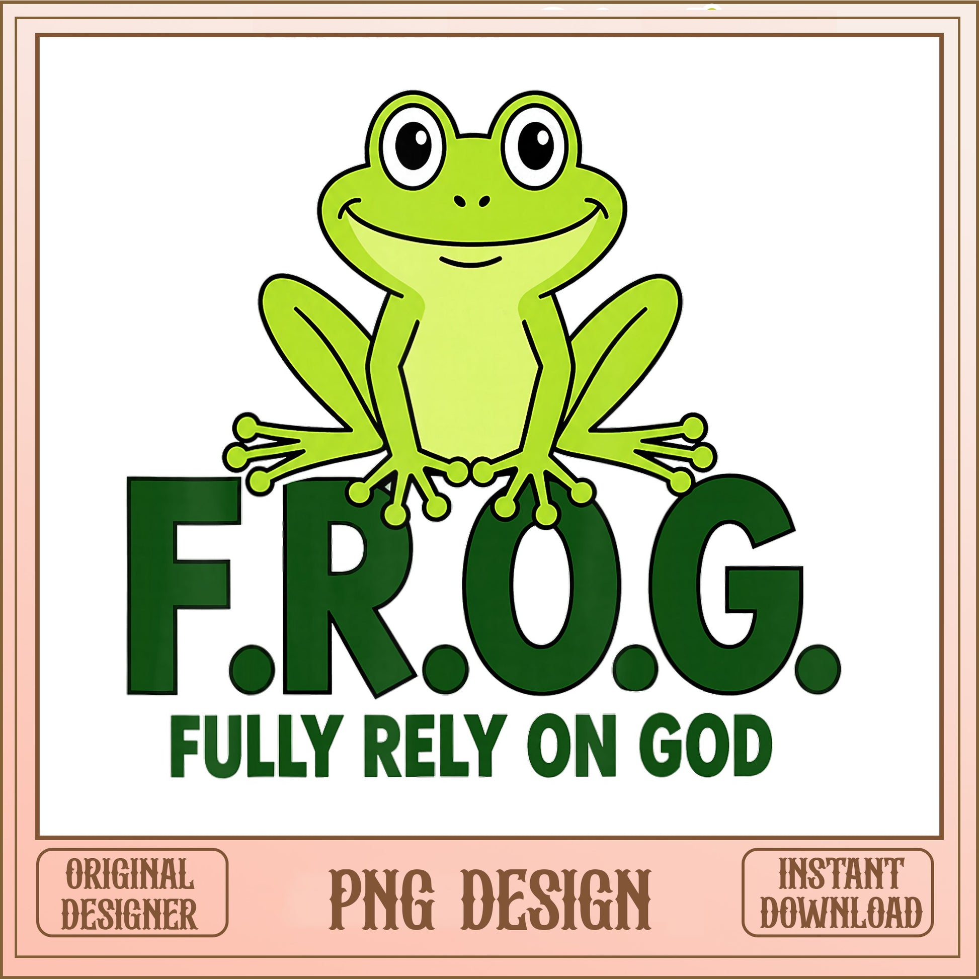 Frog Fully Rely On God PNG, Christian Frog PNG, Faith PNG