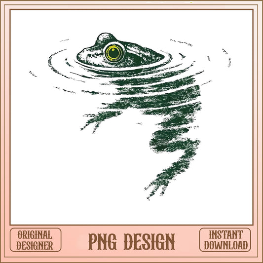 Frog In Water Vintage PNG, Retro Frog Design PNG, Frog Lover PNG