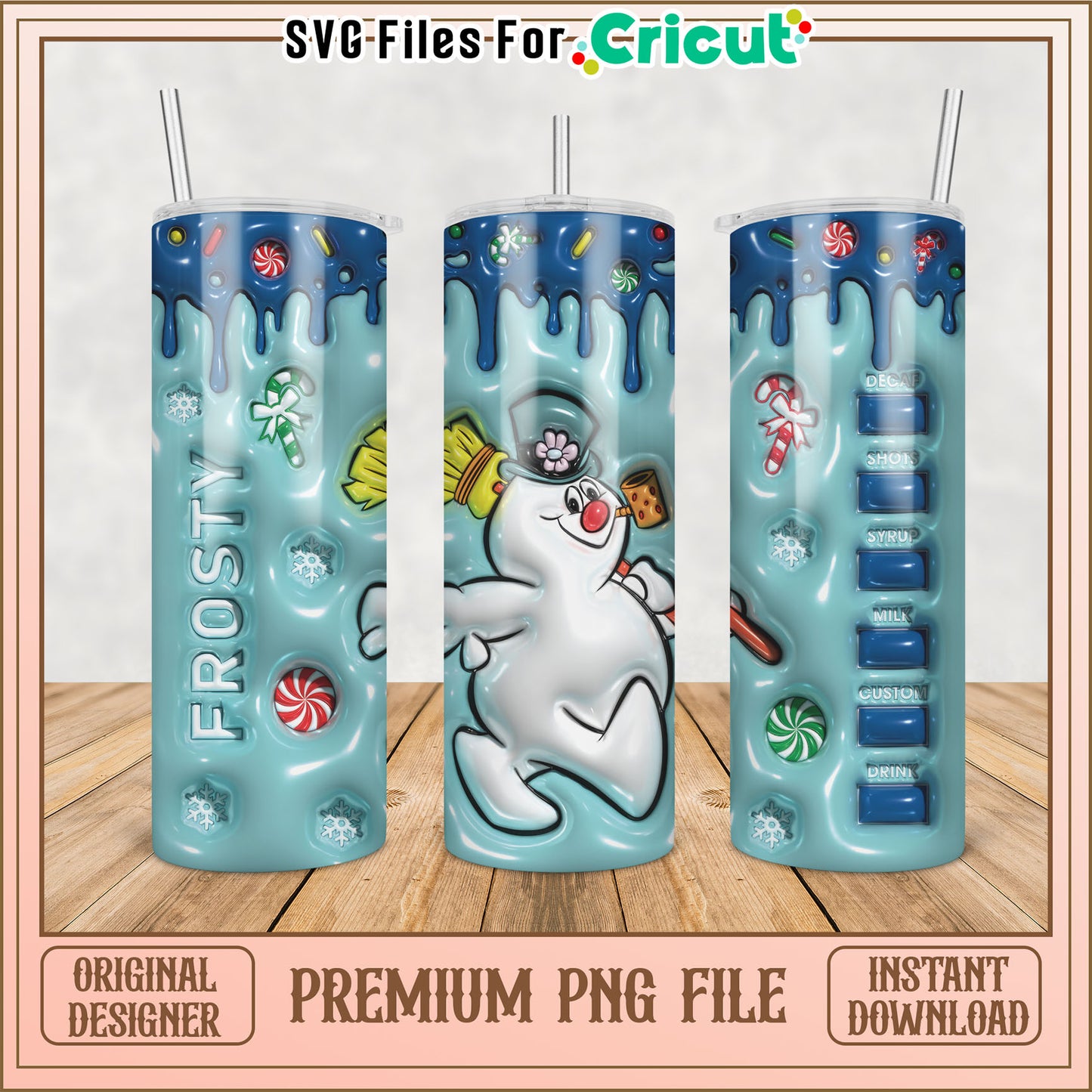 Frosty Christmas Tumbler PNG