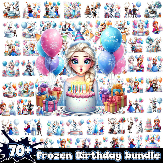 Elsa and anna brithday bundle png, frozen elsa birthday​ png