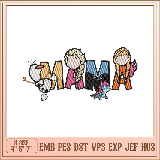 Frozen Mama Embroidery Design for Machine 4 5 7 Inch Sizes