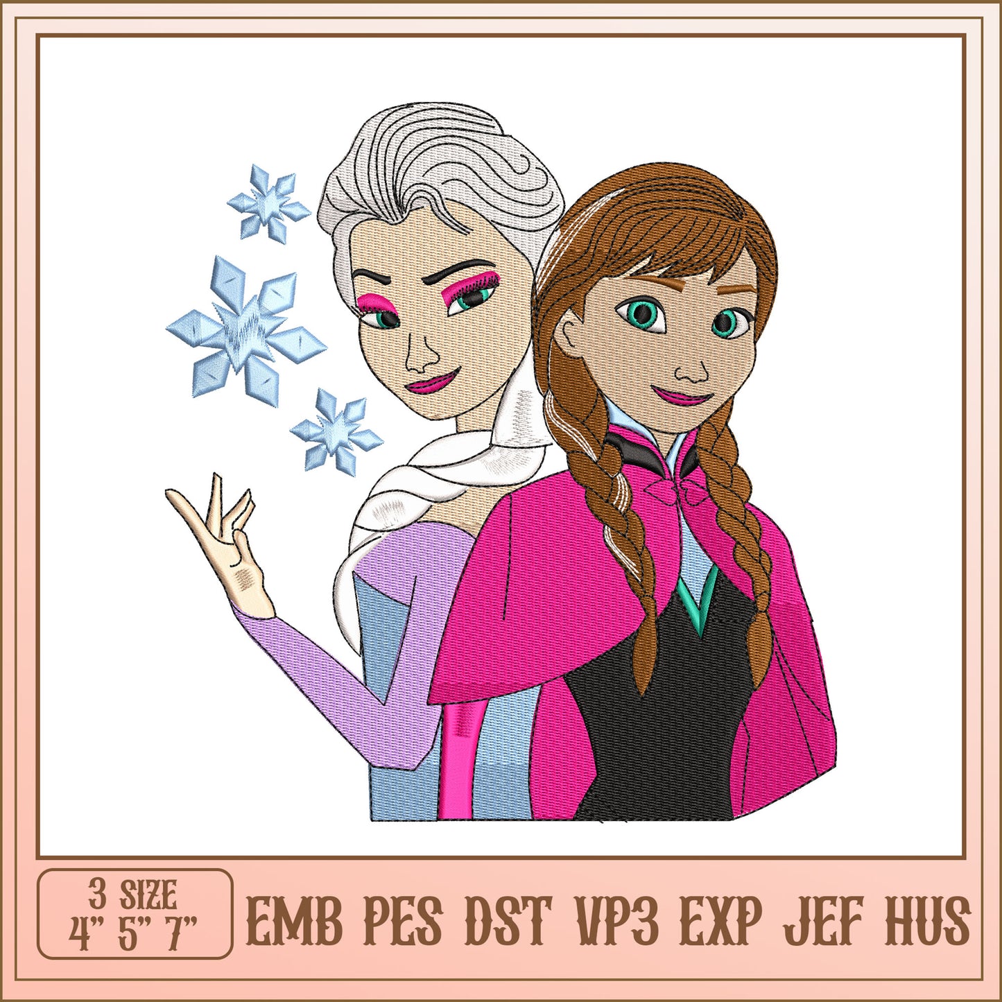 Frozen Sisters Embroidery Design