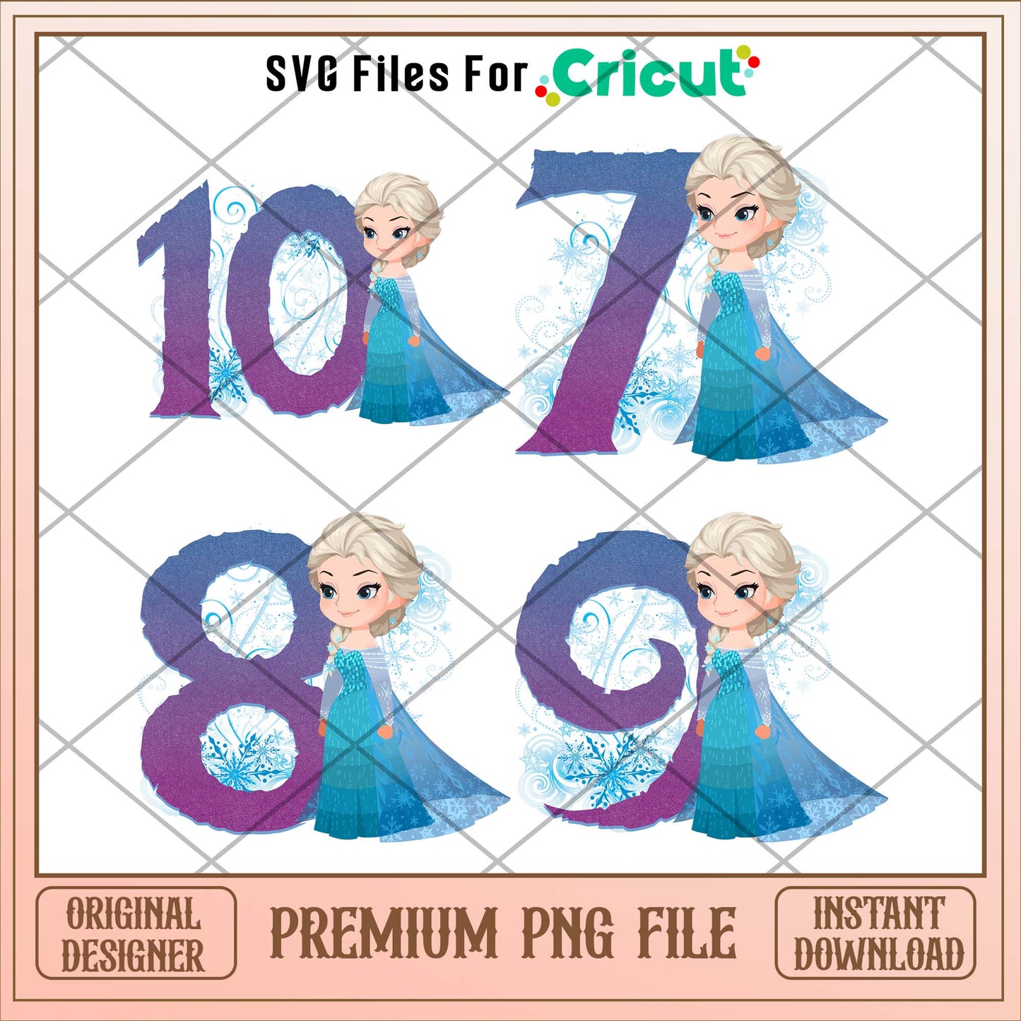 Frozen Elsa number art png bundle