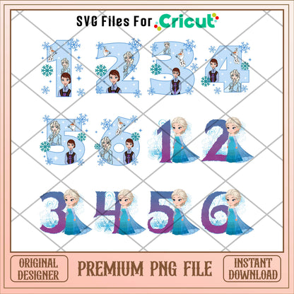 Frozen Elsa number art png bundle 