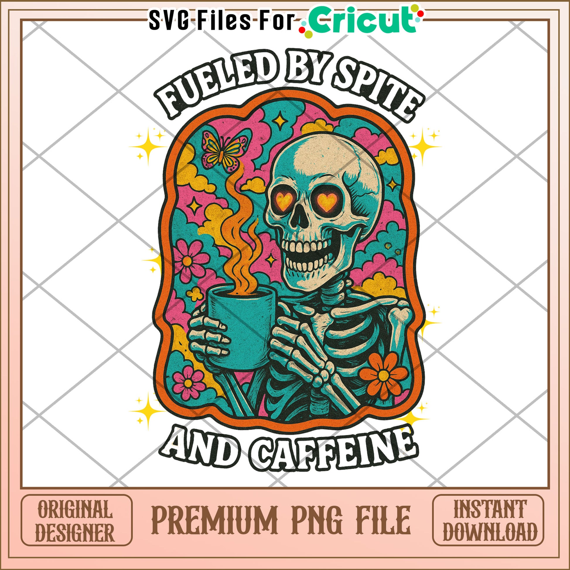 Fueled by spite and caffeine png, spooky sesason png, halloween toys​ png