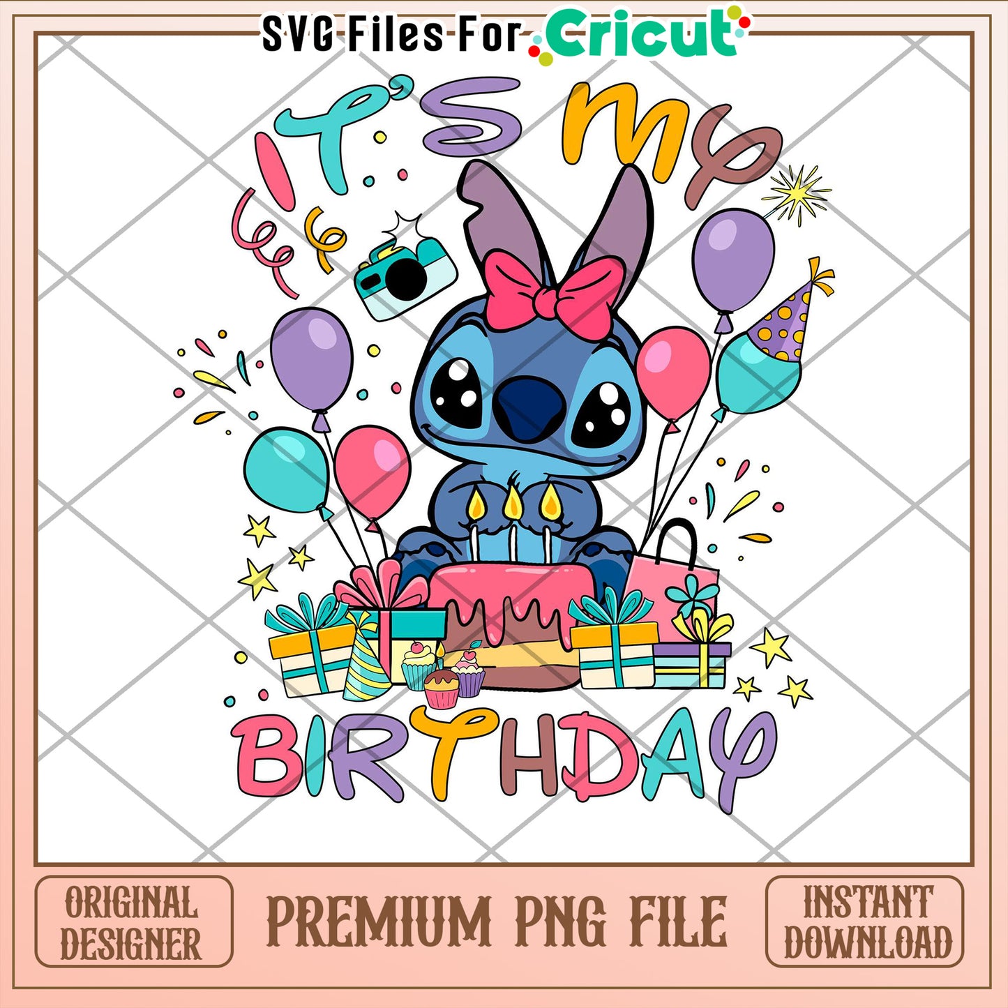 Fun Birthday PNG File with Cute Character and Colorful Decorations