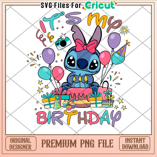 Fun Birthday PNG File with Cute Character and Colorful Decorations