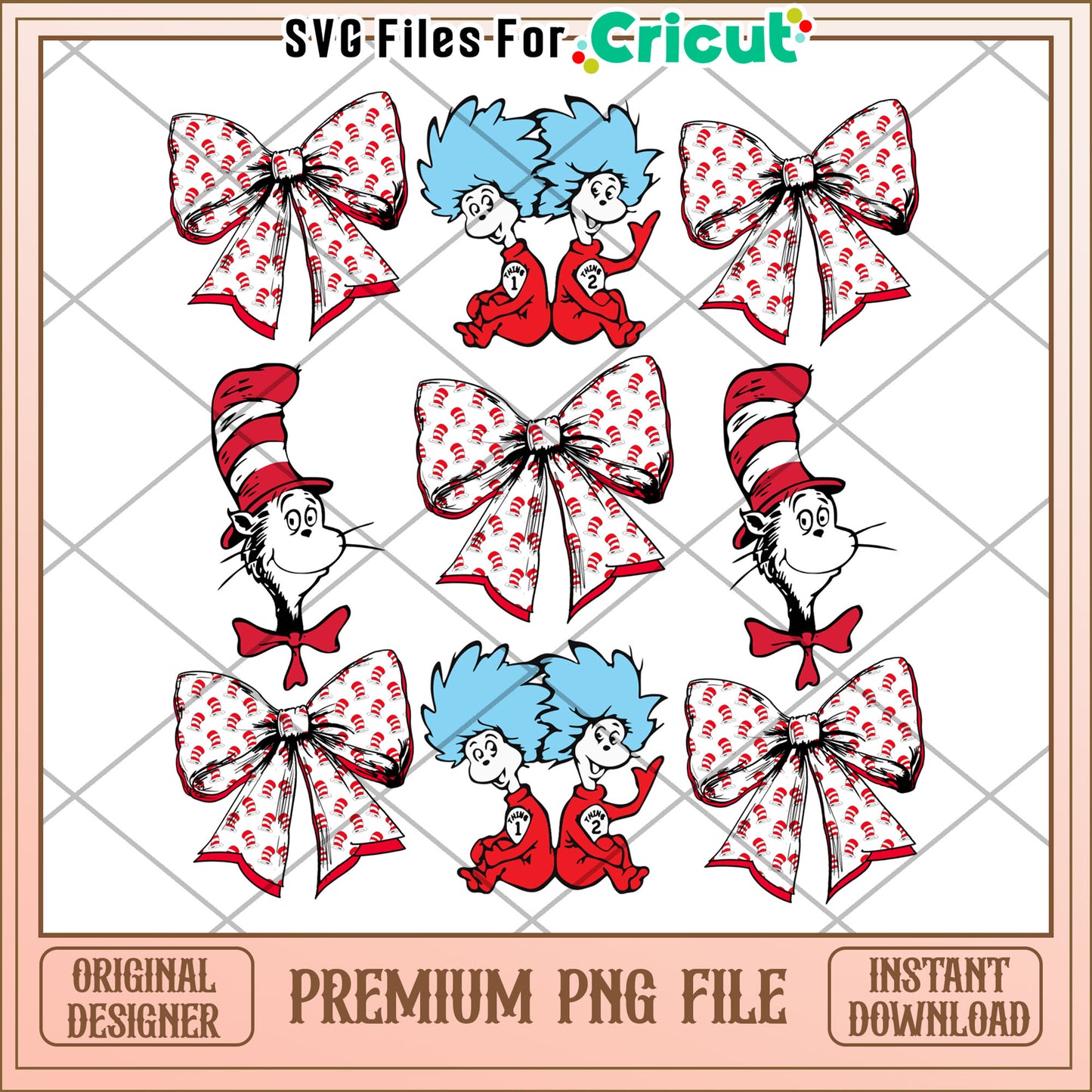 Fun Cat in the Hat and Bow Illustrations for Crafts PNG