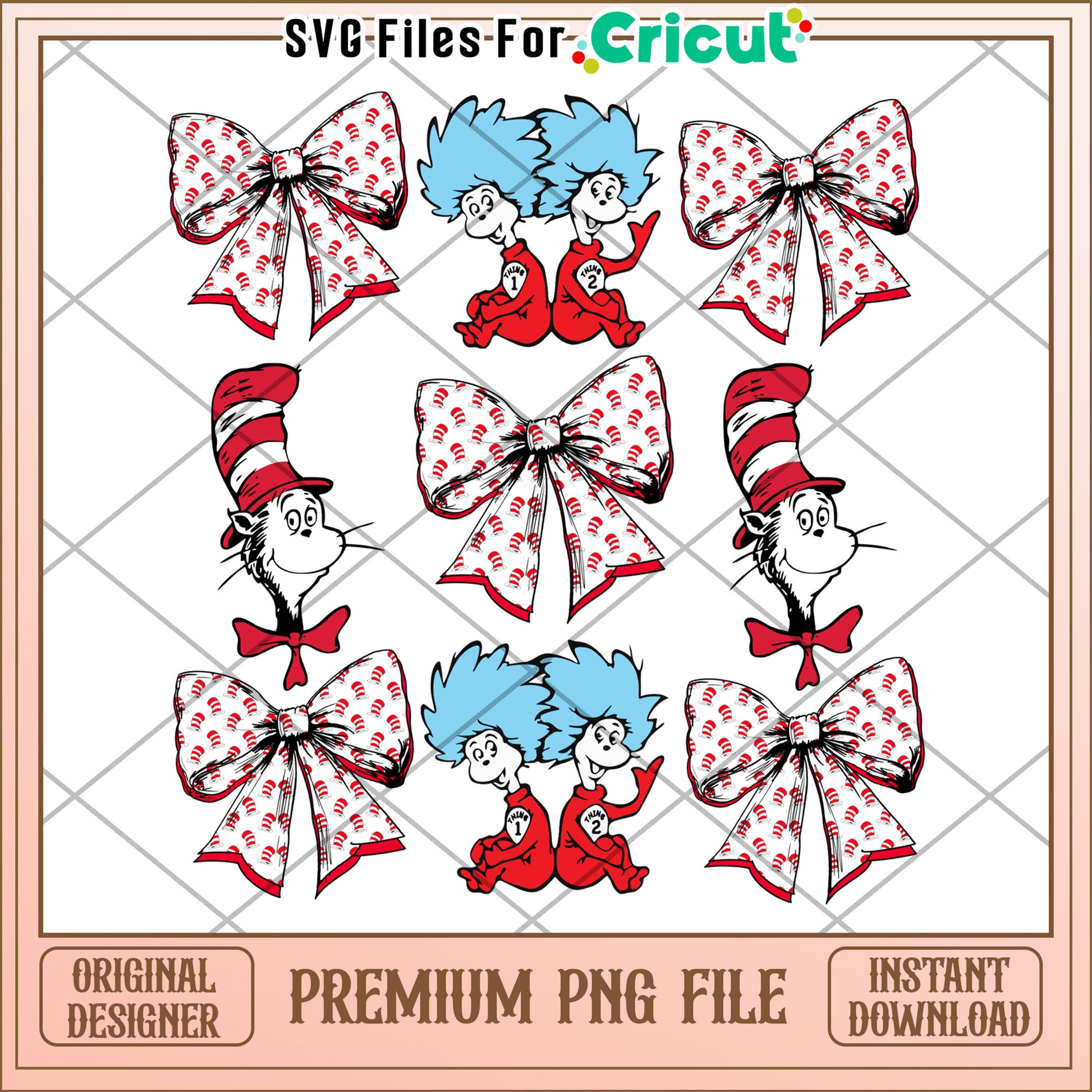 Fun Cat in the Hat and Bow Illustrations for Crafts PNG