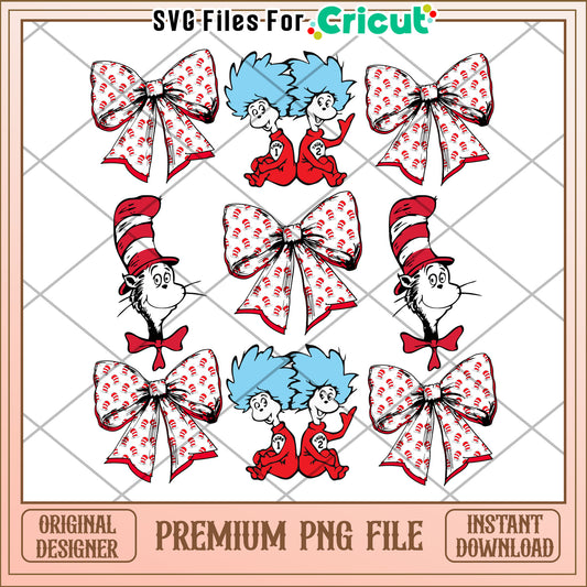 Fun Cat in the Hat and Bow Illustrations for Crafts PNG
