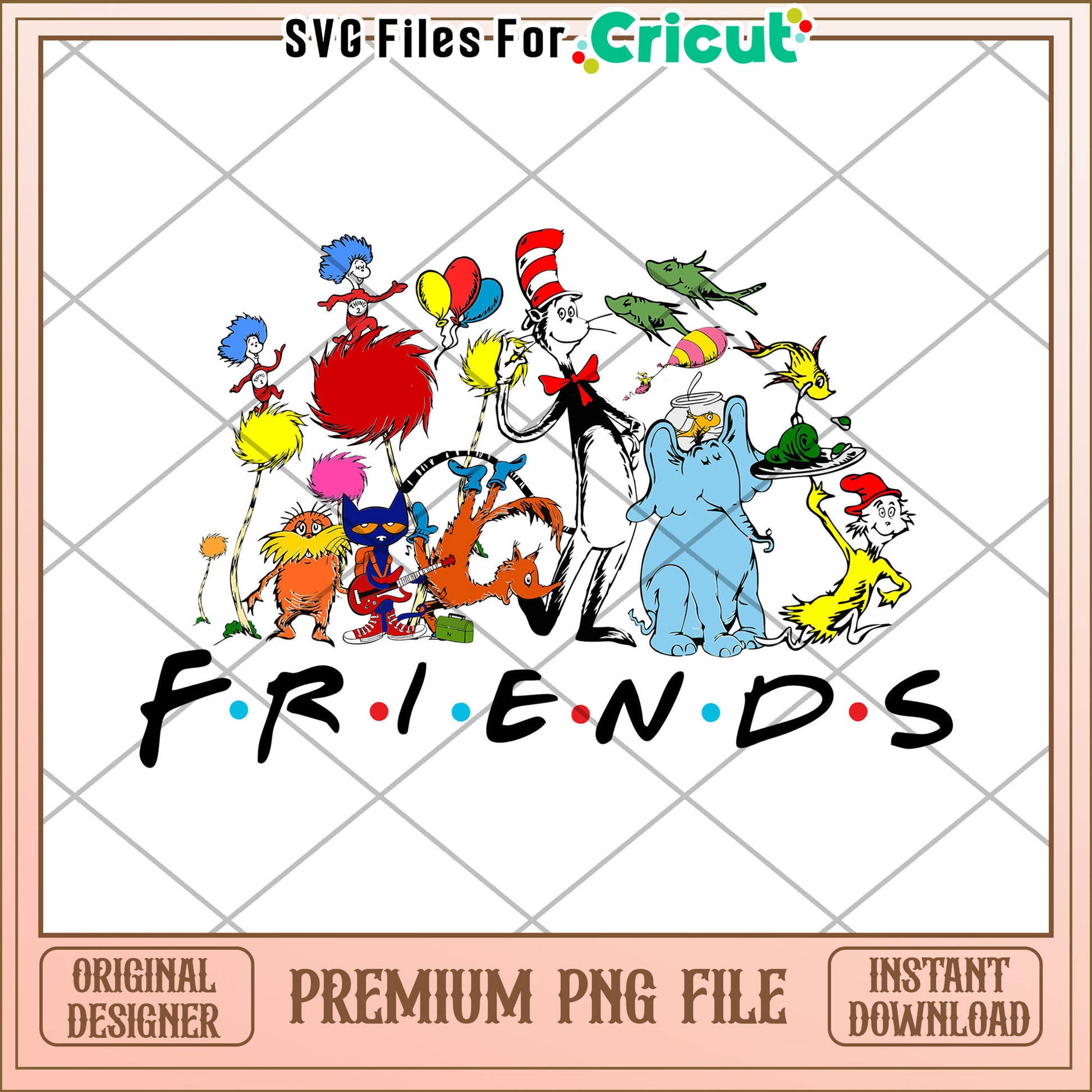 Fun Dr Seuss Friends PNG Design for Kids Download