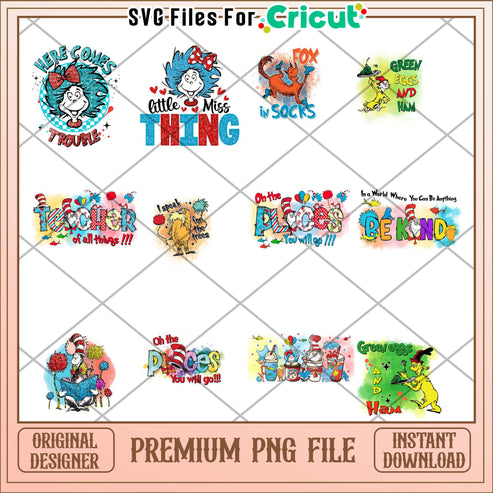 Fun Dr Seuss Inspired Bundle Premium PNG Download – svg files for cricut
