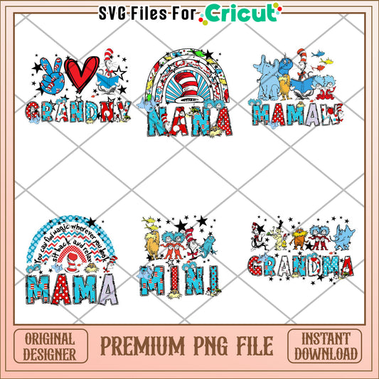 Fun Family Bundle PNG Files for Grandparents and Kids