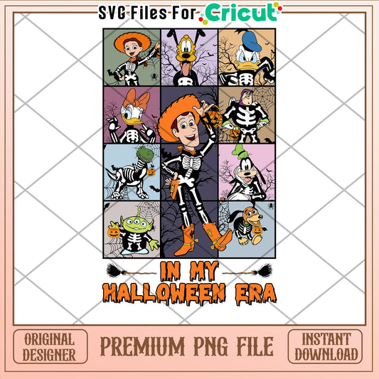 Fun Halloween Characters in Skeleton Costumes PNG Downloadable File