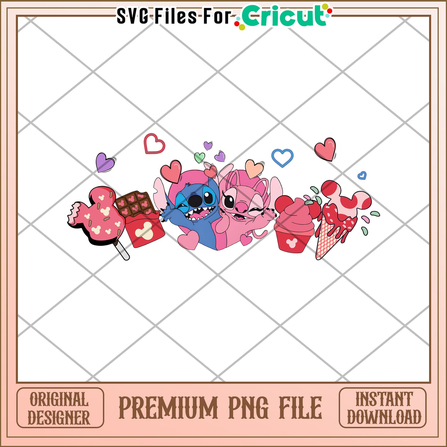 Fun Heart Characters with Ice Cream PNG for Crafts