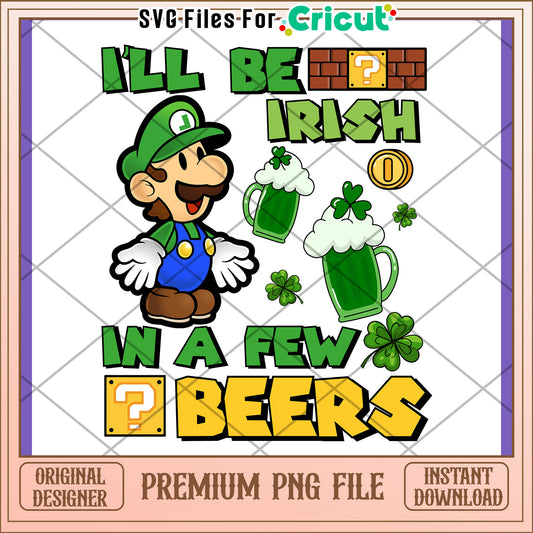 Fun Irish Themed Luigi Beer PNG Design Download