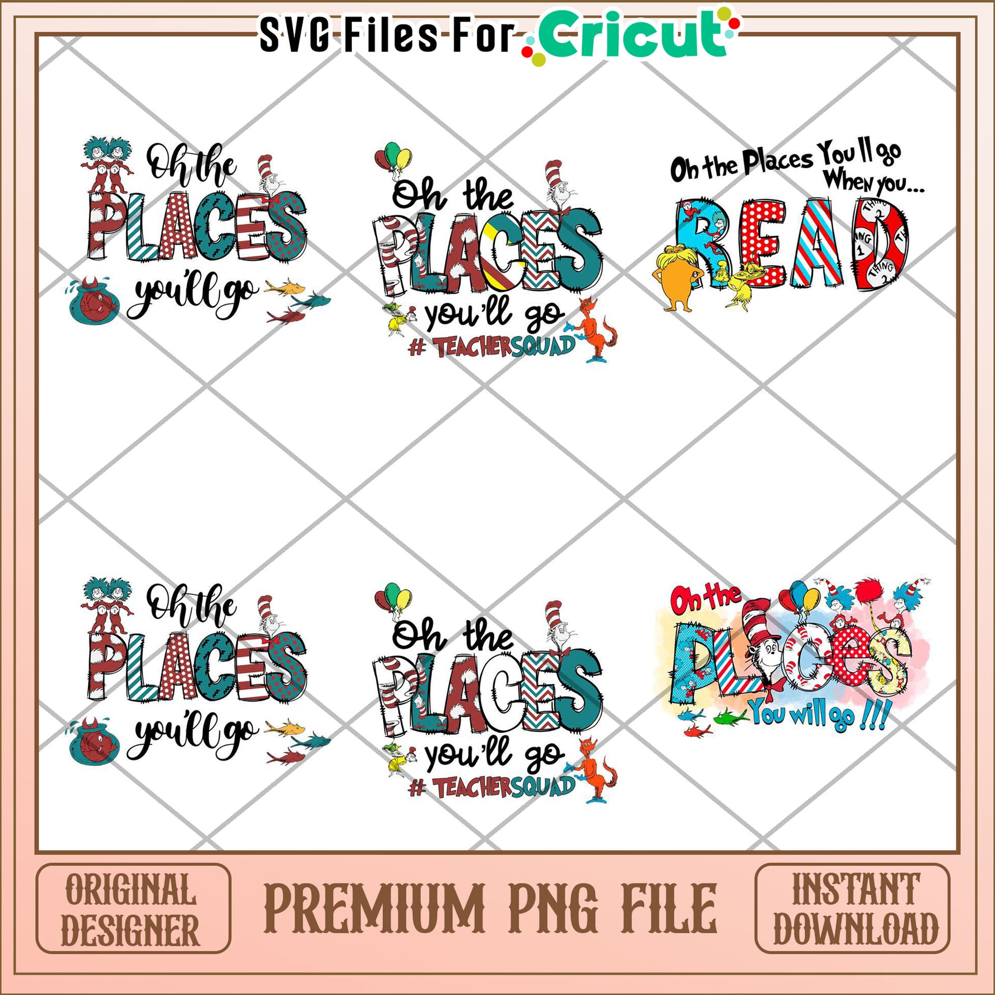 Fun Oh the Places Youll Go Teacher Squad PNG Bundle