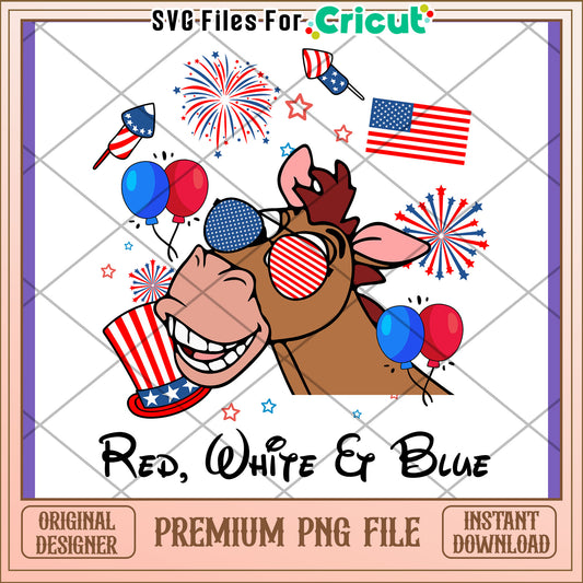 Fun Red White and Blue Horse PNG Design Download