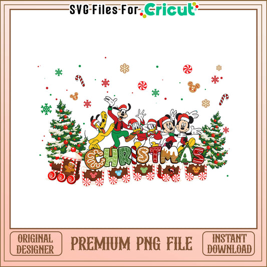 Funhouse disney christmas pine tree png, donald duck and daisy​ png