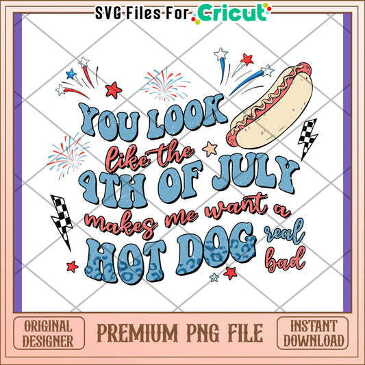 Funny 4th of July Hot Dog PNG Design for Celebrations
