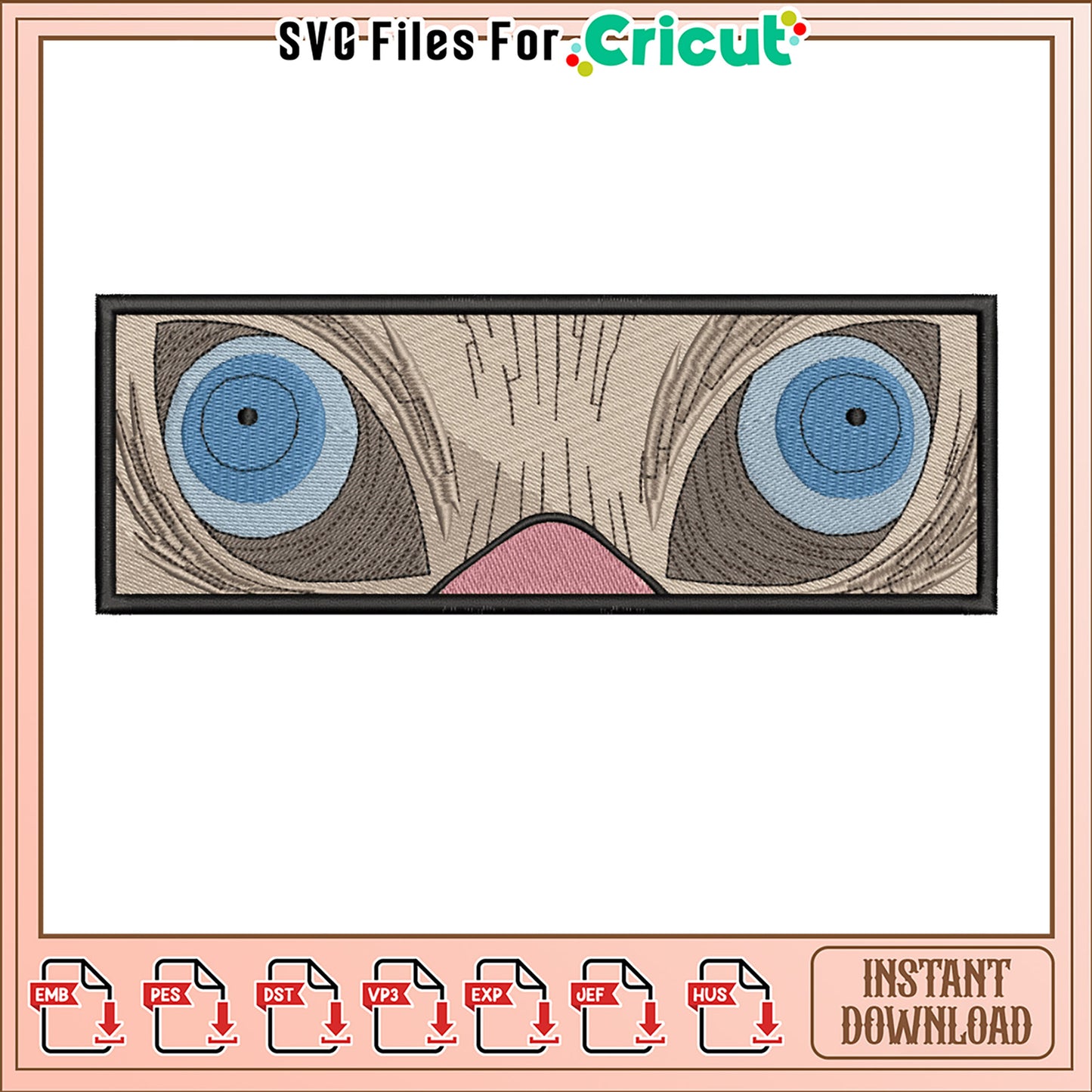 Funny Cartoon Eyes Embroidery Design Instant Download
