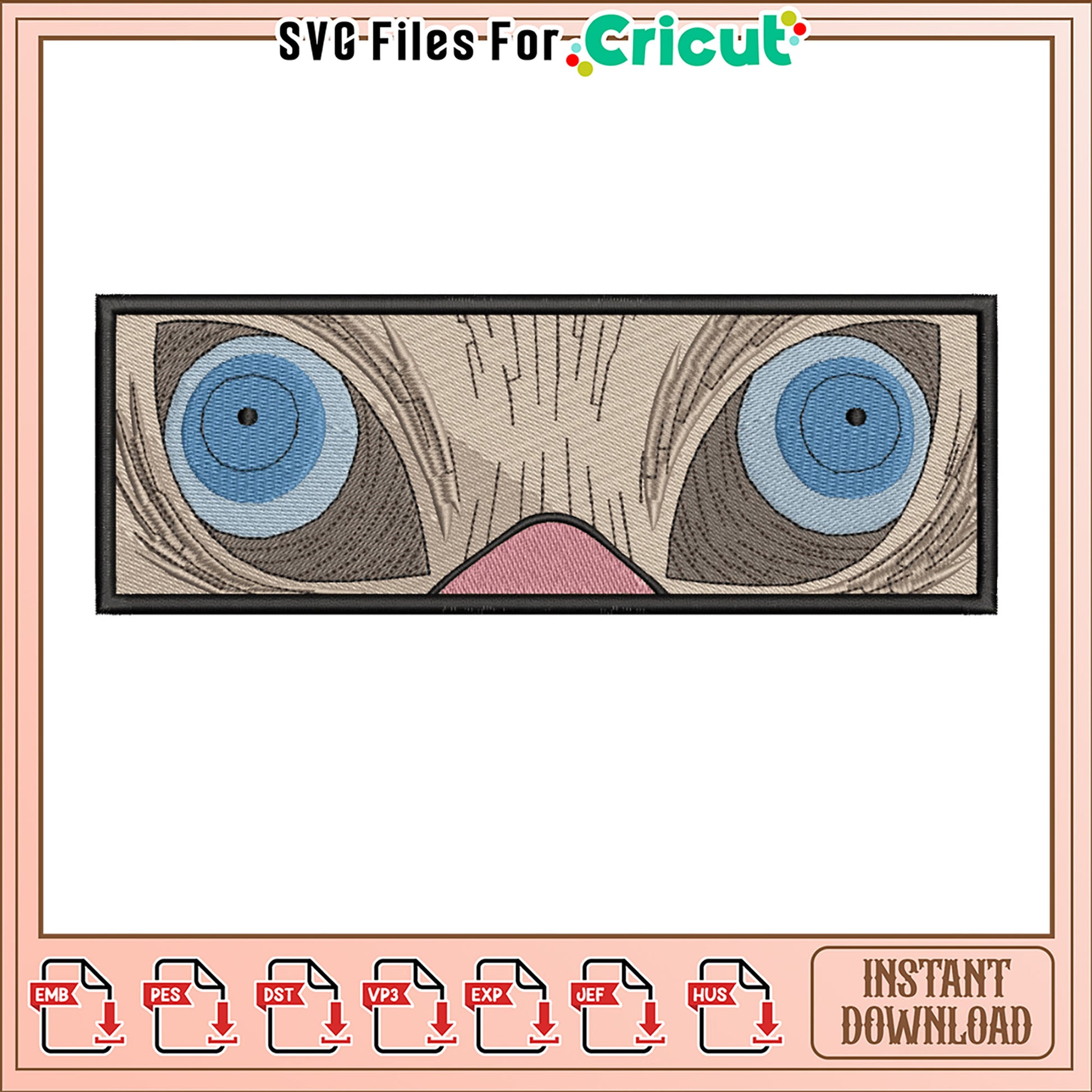 Funny Cartoon Eyes Embroidery Design Instant Download