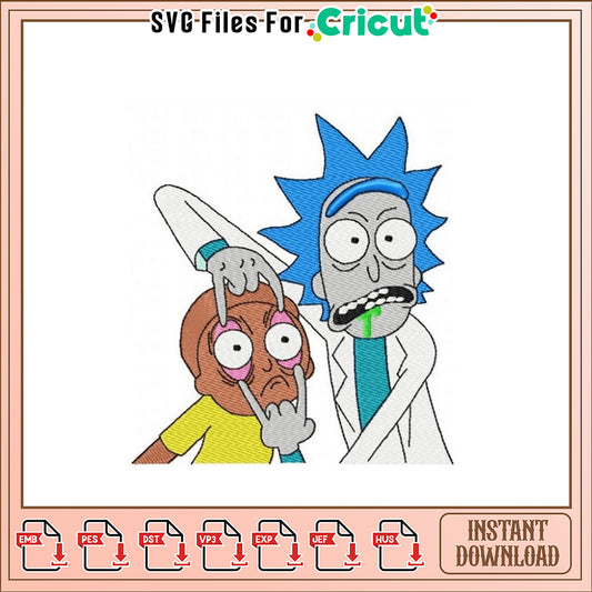 Funny Cartoon Rick and Morty Embroidery Design Files