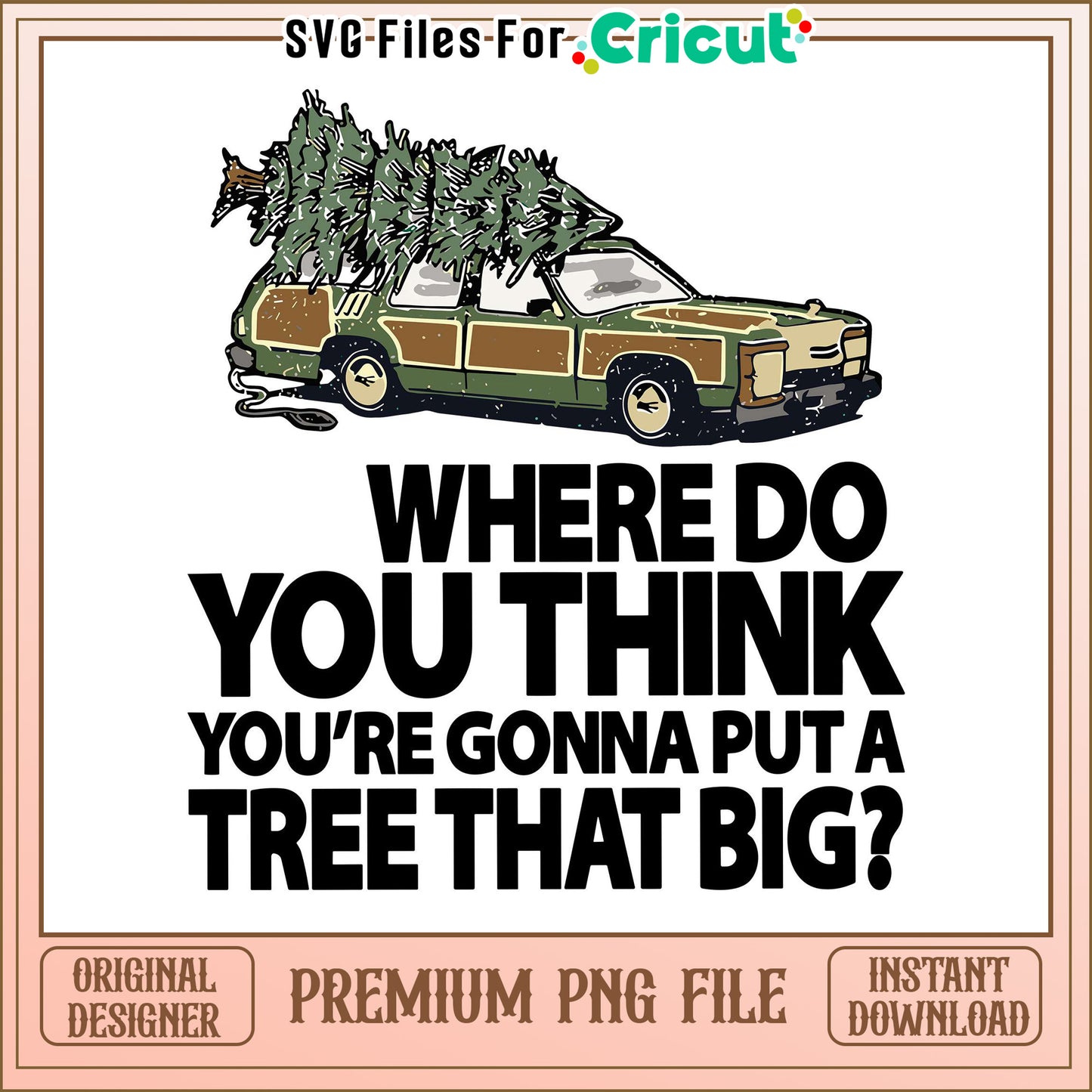 Funny Christmas Tree Car Design, perfect for holiday crafts and gifts