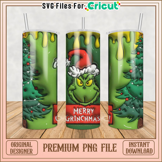 Funny Grinch Christmas Tumbler PNG Design for Cricut Crafting