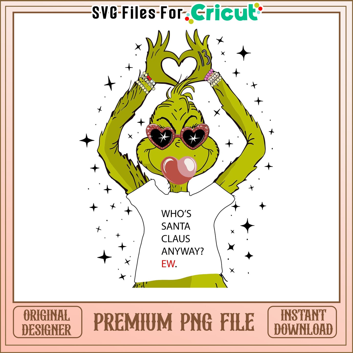 Funny Grinch PNG file for Cricut projects, perfect for festive fun