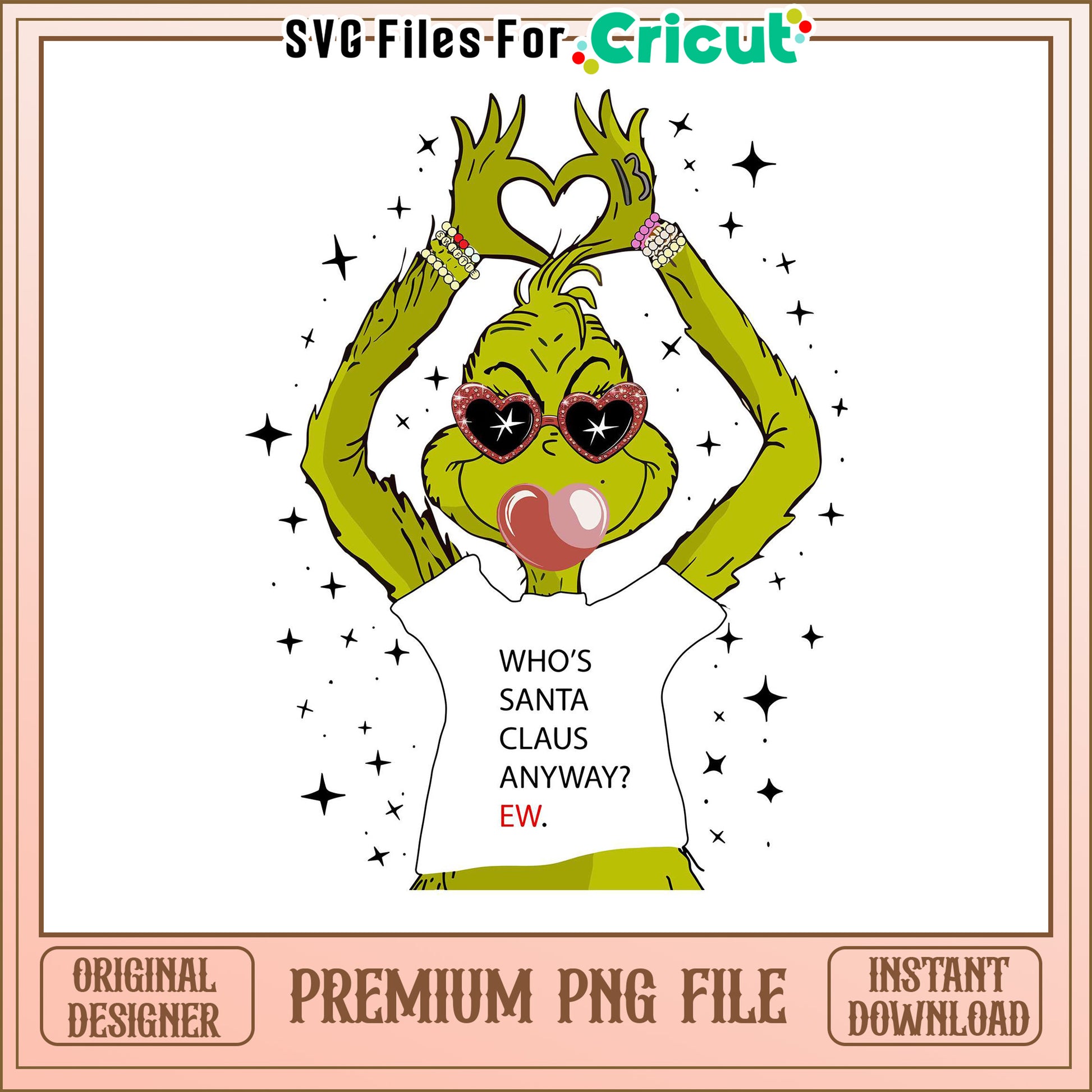 Funny Grinch PNG file for Cricut projects, perfect for festive fun