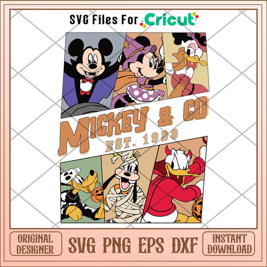 Funny Mickey & Co 1928  svg, Disney characters svg, Digital Download