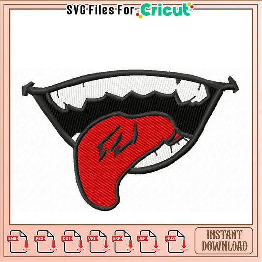 Funny Mouth with Tongue Embroidery Design File Download