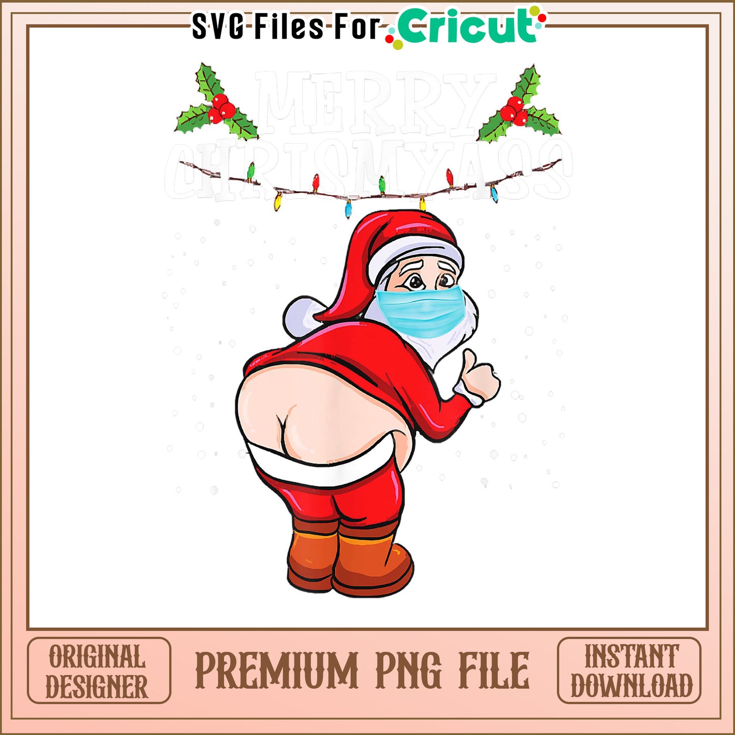 Funny Santa in Mask PNG, Perfect for Holiday Crafts Designs